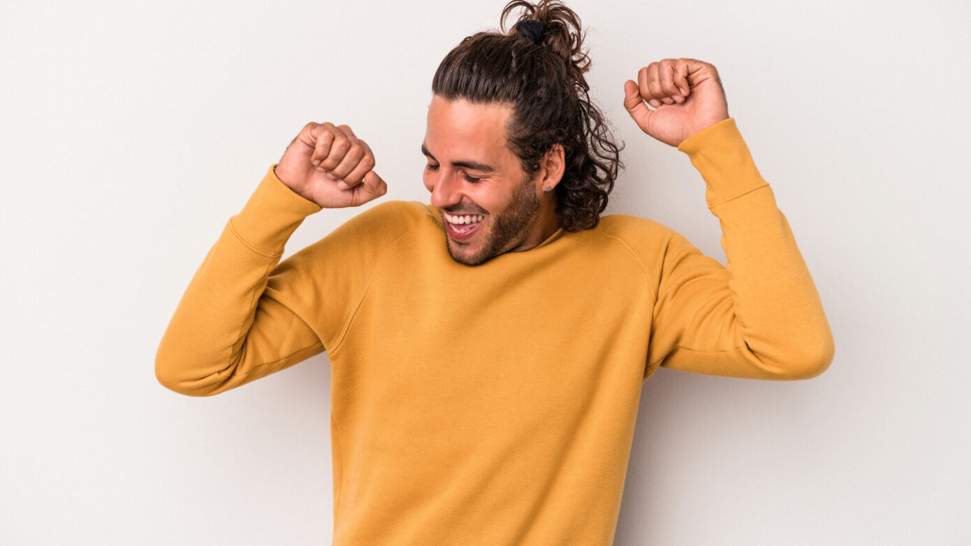 Man celebrating